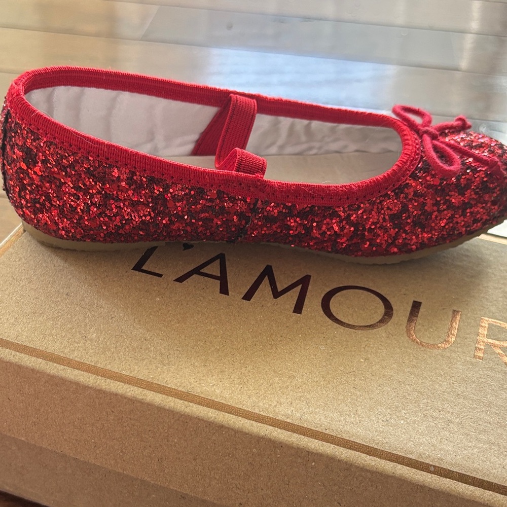 L'Amour Kids Sparkly Red Dress Shoes - Picture 7 of 7